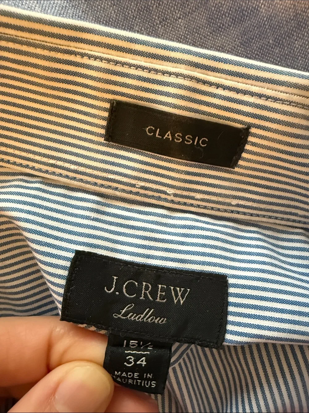 J. Crew Men's Light Blue Pinstripe Dress Shirt